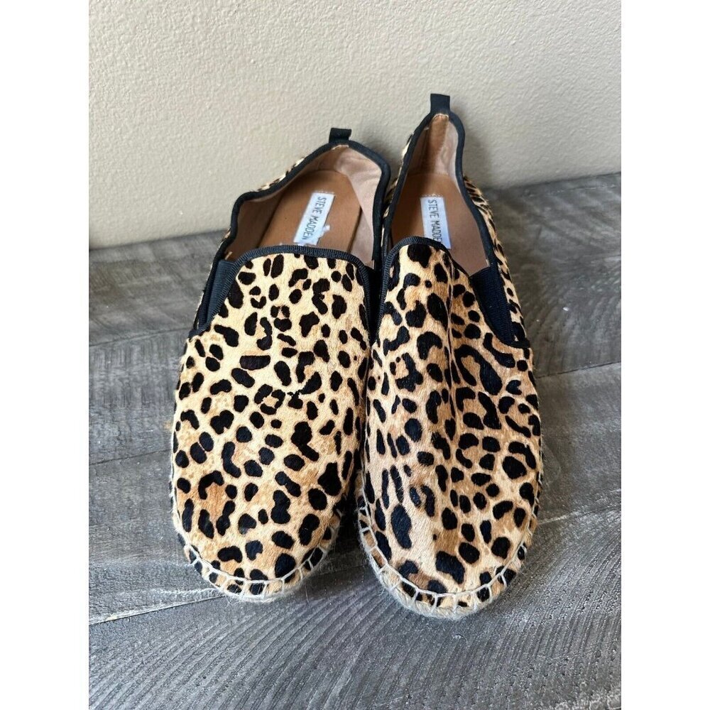 Steve Madden Alexia Espadrilles Sz 10B Cheetah Print Cow Hair - Picture 2 of 5